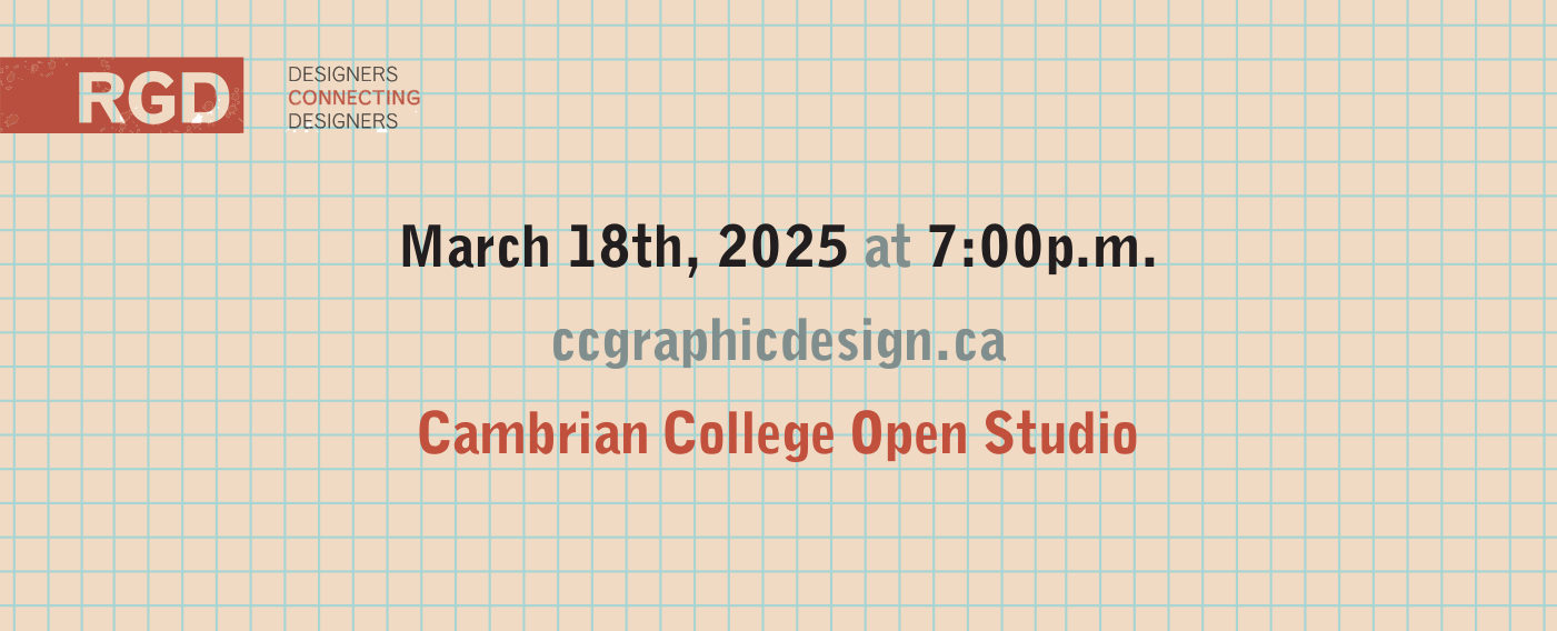 Invitation card back with the date, the website and Cambrian College Open Studio