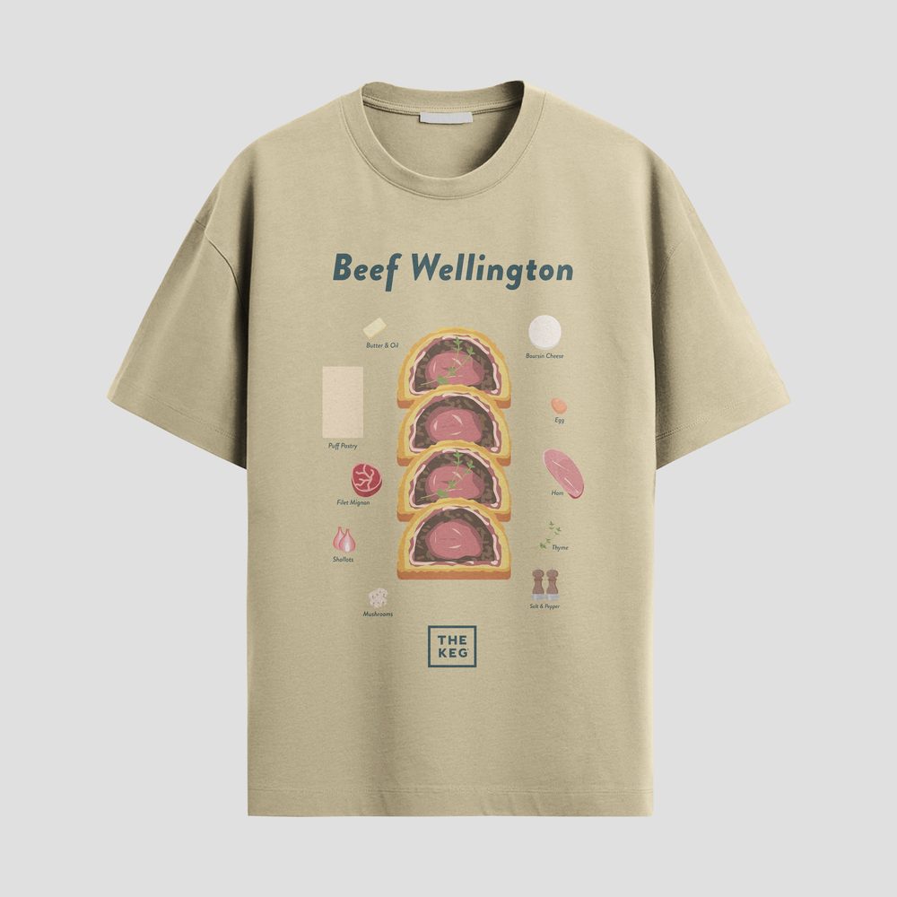 T-shirt front printed with the Beef Wellington illustration