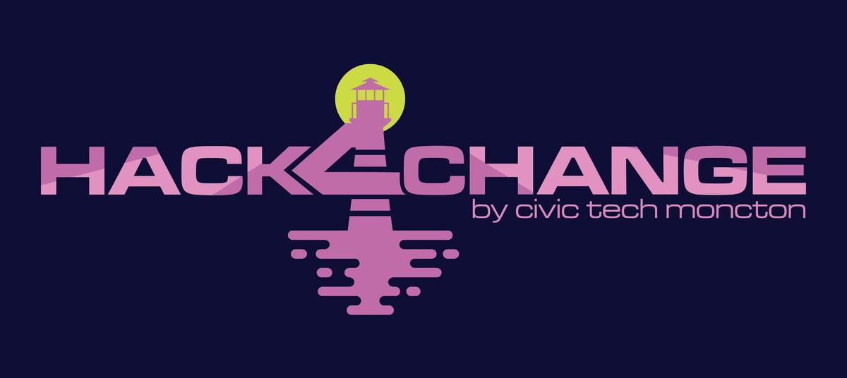 hack4change logo by Civic Tech Moncton on a dark navy banner