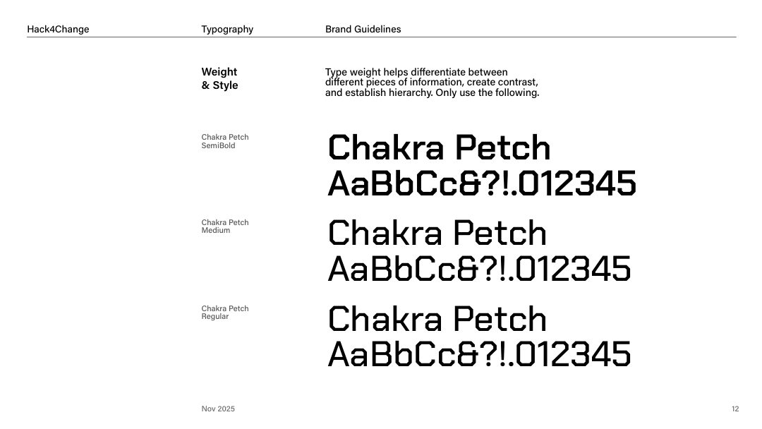 Brand guideline page: Chakra Petch in SemiBold, Medium and Regular