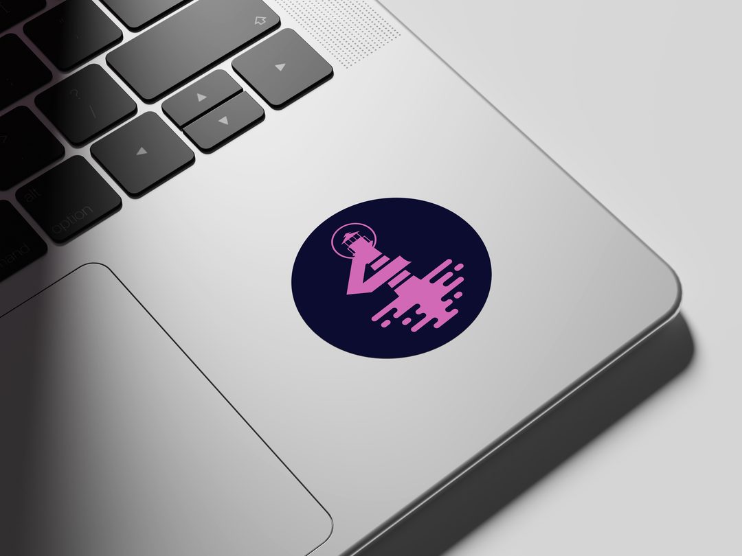Laptop sticker mockup: the lighthouse 4 on a navy circle
