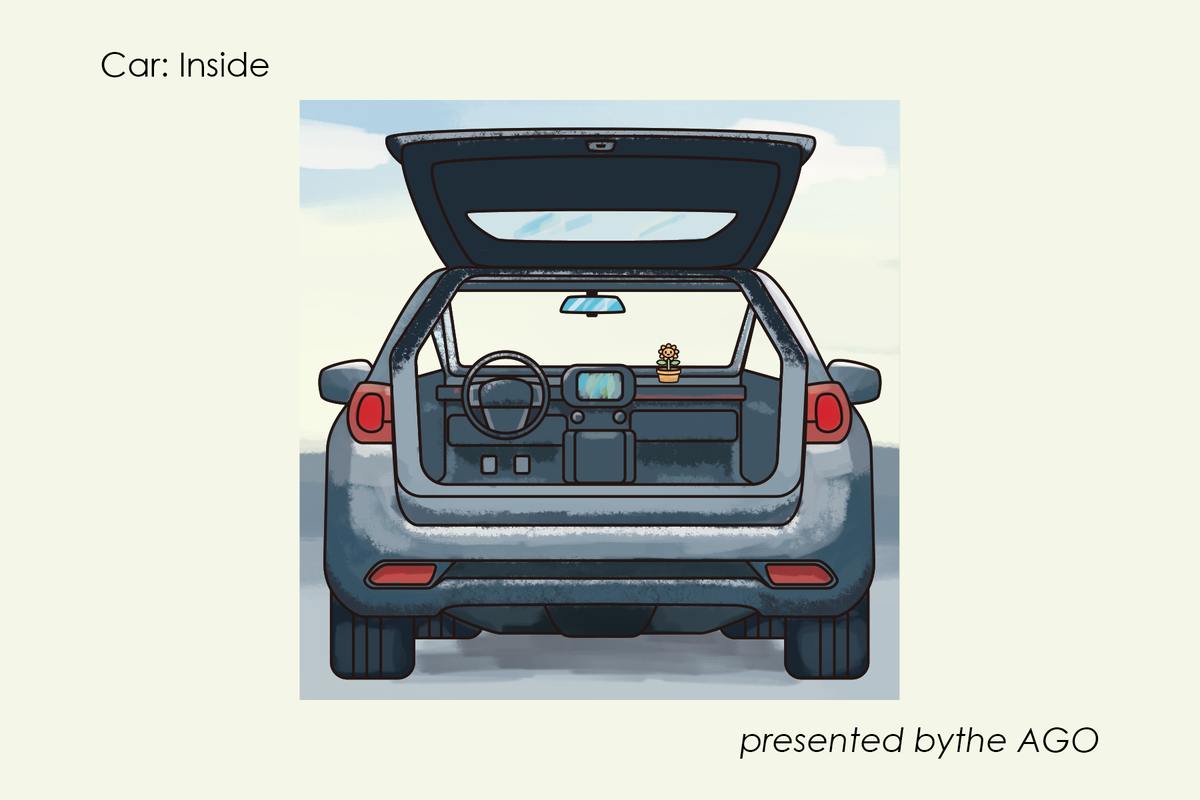 Postcard: the car from the inside