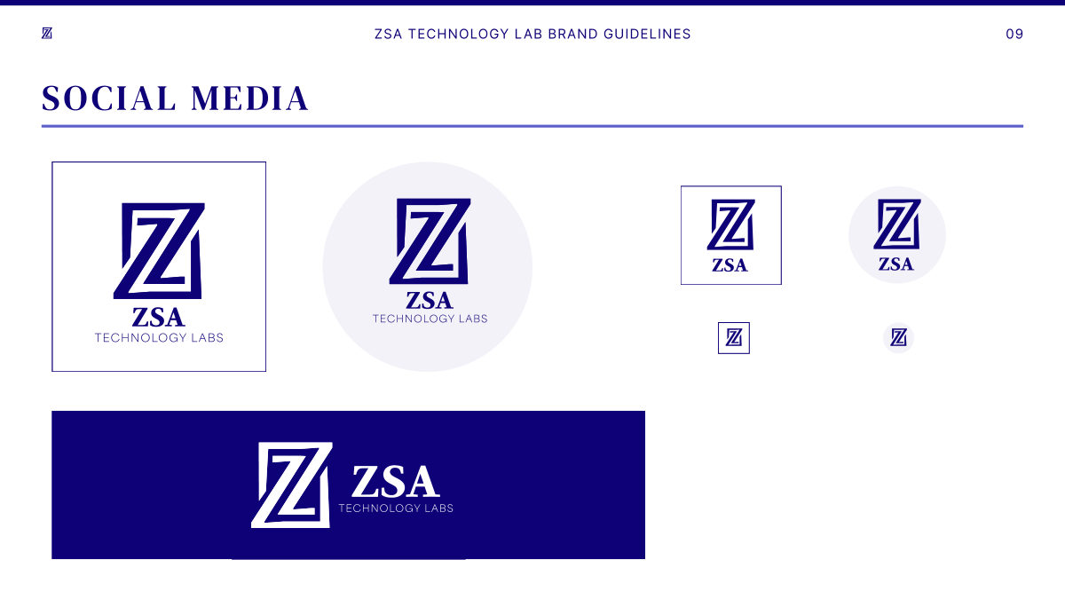 Guidelines page with the square and circle avatars and a navy banner